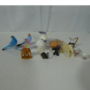 Vintage Lot of Miniature Decorative Items Animals Tea Cup Saucer Salt Pepper
